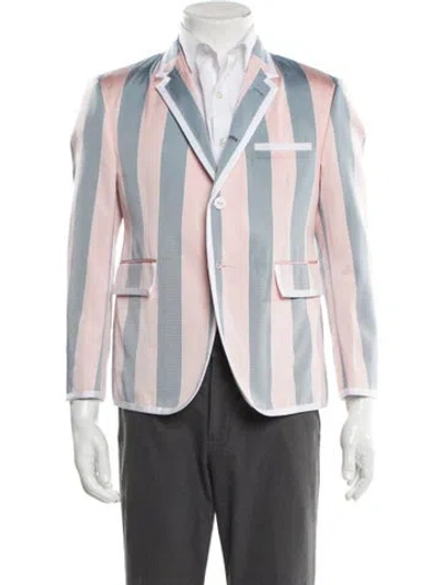 Pre-owned Thom Browne Silk Striped Blazer In Pink