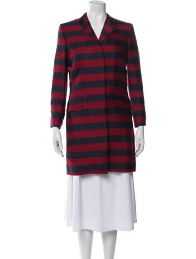 Pre-owned Thom Browne Silk Striped Coat In Red