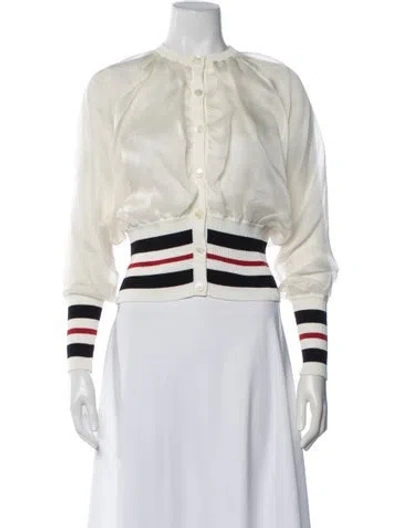 Pre-owned Thom Browne Silk Striped Sweater In Blue