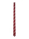 Thom Browne Diagonal Striped Silk Tie With Slim Width In Red