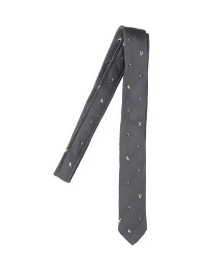 Thom Browne Silk Tie In Gray