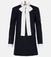 Thom Browne Silk-trimmed Virgin Wool Minidress In Blue