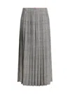 Thom Browne Houndstooth-pattern Pleated Midi Skirt In Gray