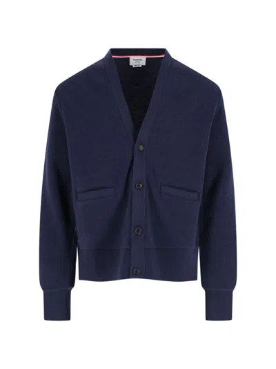 THOM BROWNE SILK WOOL AND CASHMERE CARDIGAN