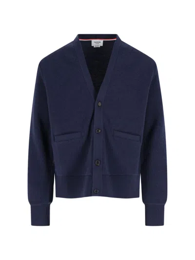 THOM BROWNE SILK WOOL AND CASHMERE CARDIGAN