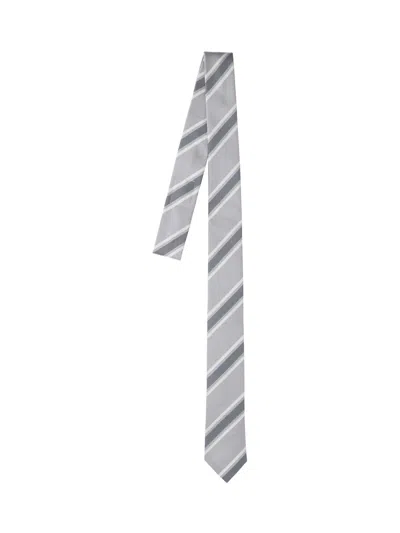 Thom Browne Silk-cotton Tie Accessory In Grey