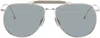Thom Browne Silver Aviator Sunglasses In 046 Silver