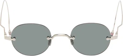Thom Browne Silver Titanium Rimless Round Sunglasses In Multi
