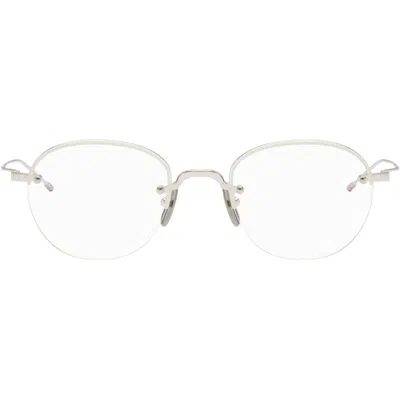 Thom Browne Silver Titanium Semi Rimless Oval Glasses In Pink