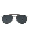 Thom Browne Silver Titanium Sunglasses In Blue