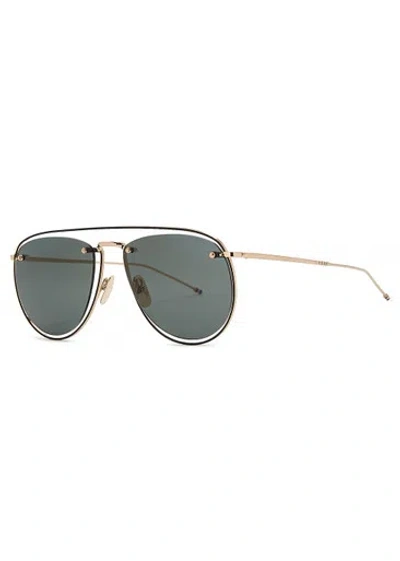 Thom Browne Silver-tone Aviator-style Sunglasses In Multi