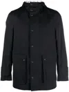 Thom Browne Simplified Snap Front Rain Parka In Nylon Tech In Blue