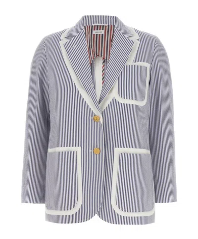 THOM BROWNE THOM BROWNE SINGLE-BREASTED SEERSUCKER BLAZER