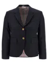 Thom Browne Wool Blazer With Golden Effect 2-buttons In Black