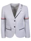 Thom Browne Tailored Seersucker Jacket In Med Grey