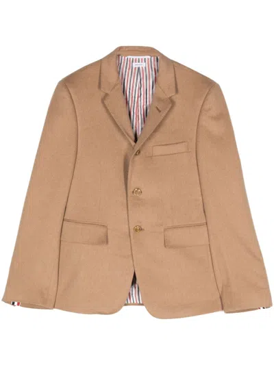Thom Browne Single-breasted Brushed Blazer In Neutrals