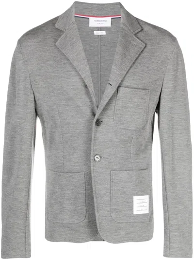 Thom Browne Single-breasted Button-fastening Blazer In Grey