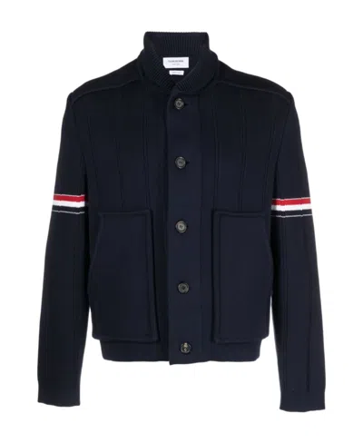 Thom Browne Single-breasted Button-fastening Coat In Blue