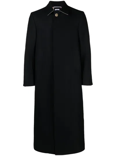 Thom Browne Single-breasted Button-fastening Coat In Blue