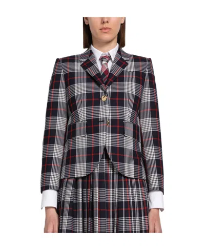 Thom Browne Single-breasted Checked Blazer In Black