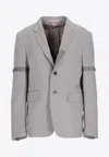 Thom Browne Single-breasted Corduroy Blazer In Gray