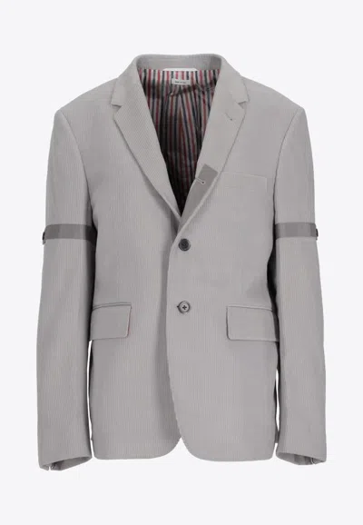 Thom Browne Single-breasted Corduroy Blazer In Gray