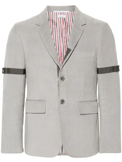 Thom Browne Single-breasted Corduroy Blazer In Grey