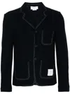 Thom Browne Single-breasted Cotton Blazer In Blue