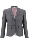 THOM BROWNE GRAY SINGLE-BREASTED CROPPED JACKET IN 120'S WOOL FOR WOMEN