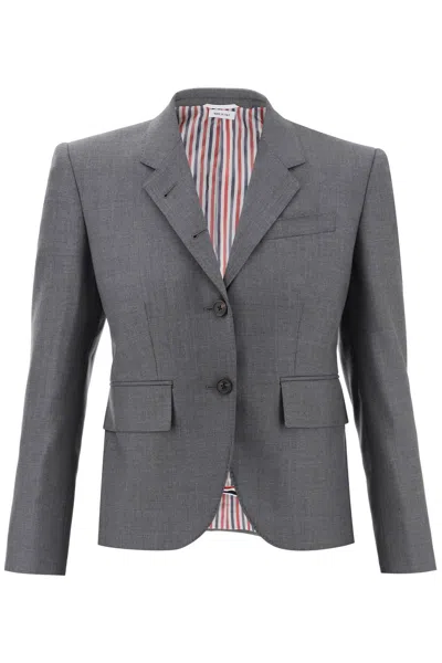 Thom Browne Single-breasted Cropped Jacket In 120's Wool In Gray