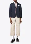 Thom Browne Single-breasted Cropped-sleeve Blazer In Blue