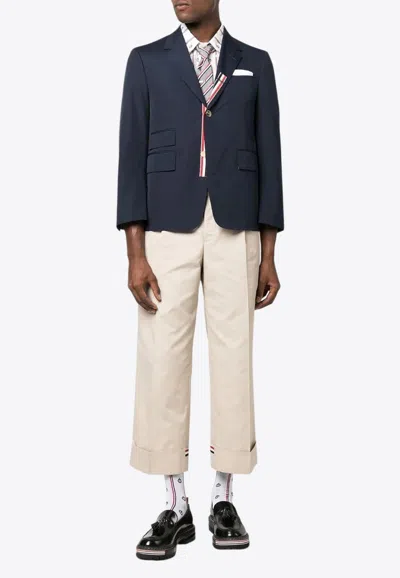 Thom Browne Single-breasted Cropped-sleeve Blazer In Blue