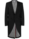 Thom Browne Single-breasted High-low Coat In Black