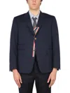 Thom Browne Single-breasted Cropped-sleeve Blazer In Blue