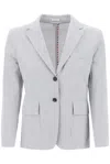 Thom Browne Thom E Women's Seersucker Single-breasted Jacket In Lt Grey