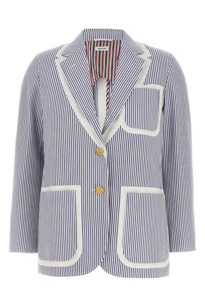 THOM BROWNE THOM BROWNE SINGLE-BREASTED SEERSUCKER BLAZER