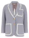 Thom Browne Striped Seersucker Blazer Featuring Patch Pockets In Multicolor