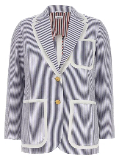 THOM BROWNE SINGLE-BREASTED SEERSUCKER BLAZER