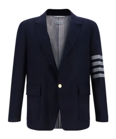 THOM BROWNE THOM BROWNE SINGLE-BREASTED STRIPED TAILORED BLAZER