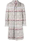Thom Browne Single-breasted Tweed Coat In Neutrals