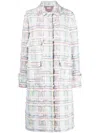Thom Browne Textured Tweed Single-breasted Coat In White