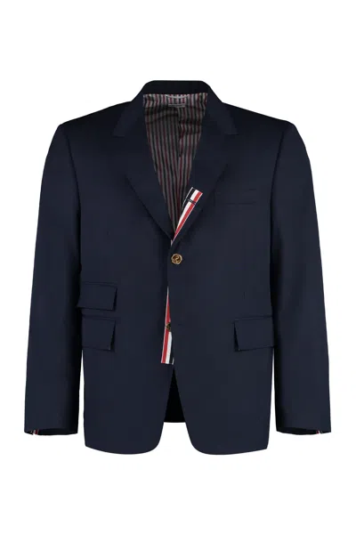 Thom Browne Single-breasted Button Blazer In Blue