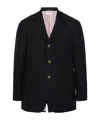 Thom Browne Blue Single-breasted Virgin Wool Blazer In Black