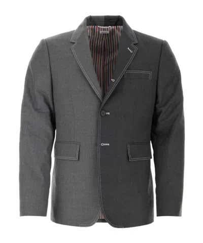 THOM BROWNE THOM BROWNE TWO-TONED SINGLE-BREASTED TAILORED BLAZER