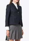 Thom Browne Single-breasted Wool Cropped Blazer In Blue
