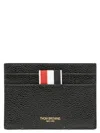Thom Browne Leather Card Holder With Logo In Black