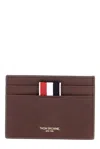 Thom Browne Compact Dark Brown Calfskin Credit Card Holder Men In Leather