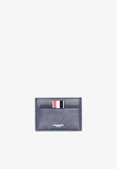 Thom Browne Single Cardholder With Side 4-bar Stripes In Navy