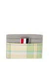Thom Browne Single Leather Card Holder In Green