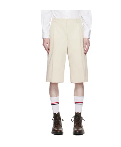 Thom Browne Single Pleated Shorts In White